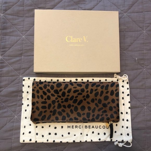 Clare V Handbags - Clare V. Leopard Foldover Clutch - NWOT Original Box & Tissue Included